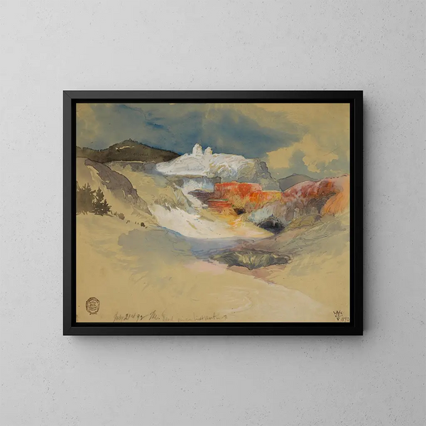 Sources calde di Yellowstone - Thomas Moran — quadro incorniciato alla parete