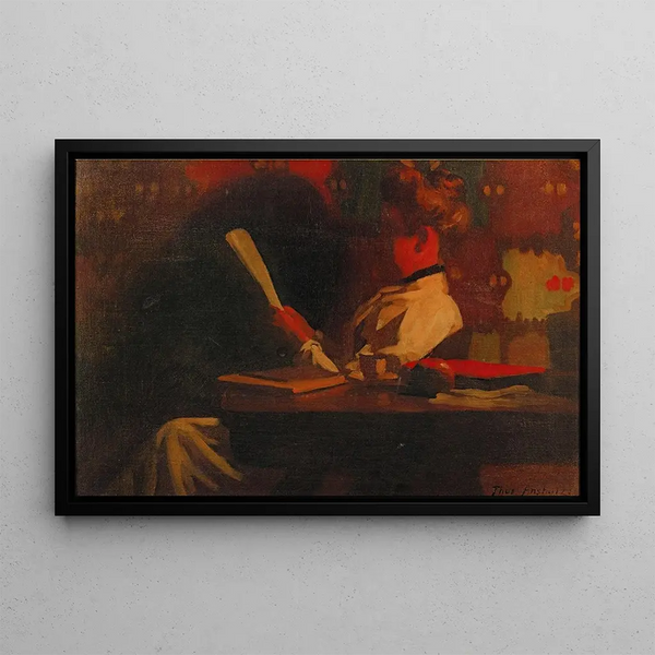 Donna che legge in un interno - Thomas Pollock Anshutz — quadro incorniciato alla parete