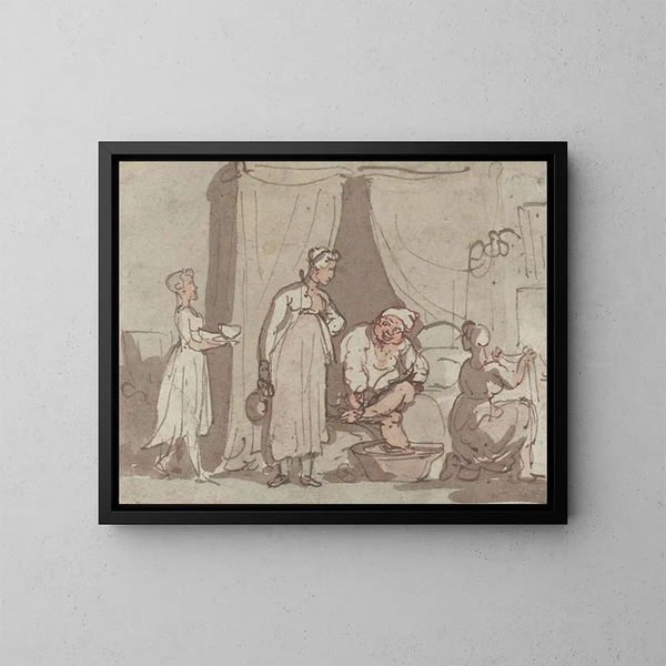 Le Bain de pieds - Thomas Rowlandson — quadro incorniciato alla parete