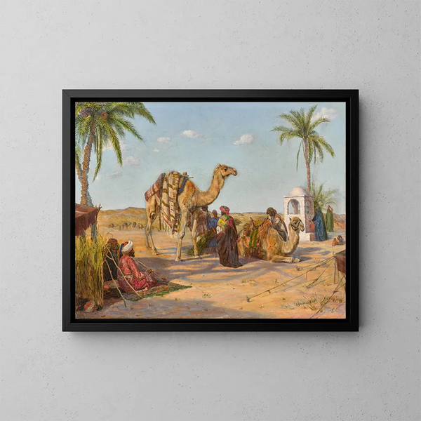 Una carovana ferma ai confini del deserto egiziano - Thomas Seddon — quadro incorniciato alla parete