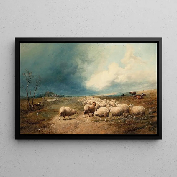 Il gregge lanoso - Thomas Sidney Cooper — quadro incorniciato alla parete