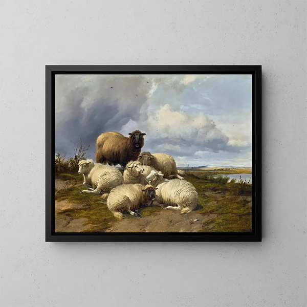 La tempesta che si solleva nelle praterie di Canterbury - Thomas Sidney Cooper — quadro incorniciato alla parete