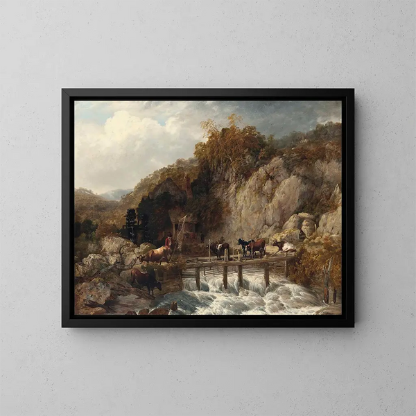 Moulin d'Umberleigh, fiume Taw, Devon - Thomas Sidney Cooper — quadro incorniciato alla parete