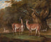Lamas e una volpe in un paesaggio boscoso - Thomas Weaver — vista dell’opera