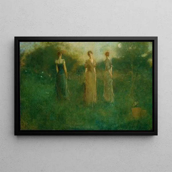 Nel giardino - Thomas Wilmer Dewing — quadro incorniciato alla parete