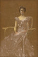Dame dans un fauteuil en rotin - Thomas Wilmer Dewing — vista dell’opera
