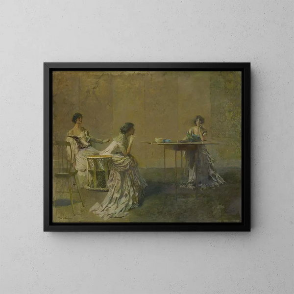 Le Commérage - Thomas Wilmer Dewing — quadro incorniciato alla parete