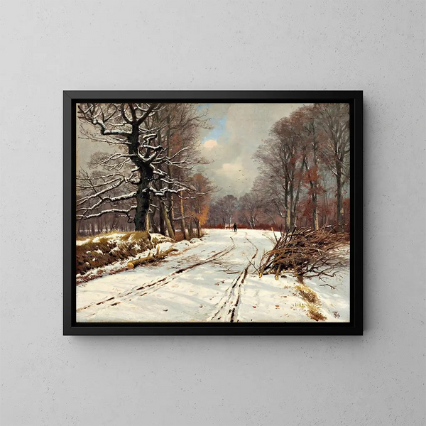 Paesaggio invernale di foreste vicino a Hillerd - Thorvald Niss — quadro incorniciato alla parete