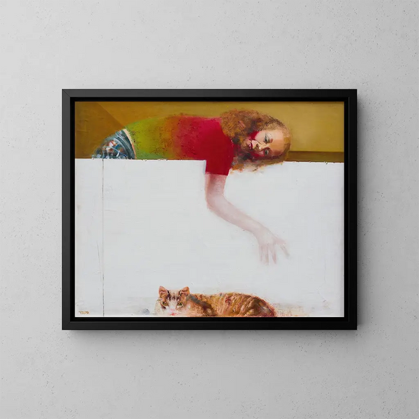 nanino con un gatto - Tiit Pääsuke — quadro incorniciato alla parete