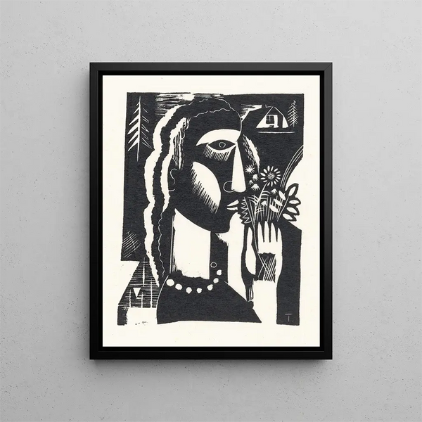 Tinus van Doorn - Vrouw met bloemen in haar hand.webp