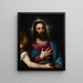 La tentazione di Cristo - Tiziano — quadro incorniciato alla parete