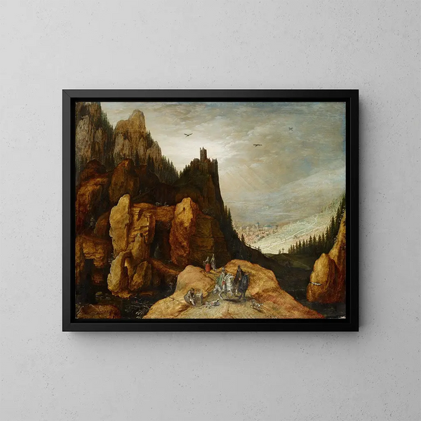Paesaggio alpino con castello - Tobias Verhaecht — quadro incorniciato alla parete
