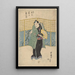 Attore in abito verde con ventaglio giallo - Toyokuni Utagawa — quadro incorniciato alla parete