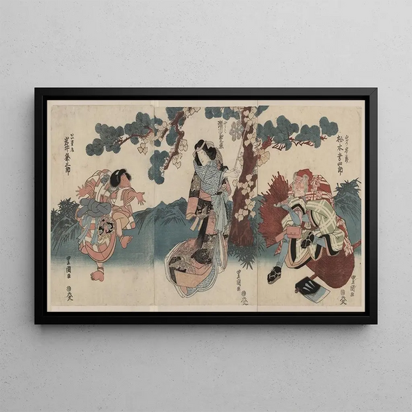 Matsumoto Koshiro, Segawa Kikunojo, Iwai Kumesaburo - Toyokuni Utagawa — quadro incorniciato alla parete