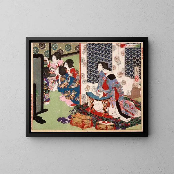Un banchetto al palazzo di Koshida - Tsukioka Yoshitoshi — quadro incorniciato alla parete