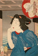 Una geisha degli anni 1870 seduta in una barca - Tsukioka Yoshitoshi — vista dell’opera