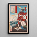 Chinzei Hachir Tametomo et Oniyashi sur une plage - Tsukioka Yoshitoshi — quadro incorniciato alla parete