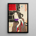 Attesa dell'apparizione della moglie di un pompiere nell'era Kaei - Tsukioka Yoshitoshi — quadro incorniciato alla parete