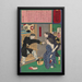 Geisha Ofusa d'Amanoya minacciata di arresto per esposizione indecente in una calda serata - Tsukioka Yoshitoshi — quadro incorniciato alla parete