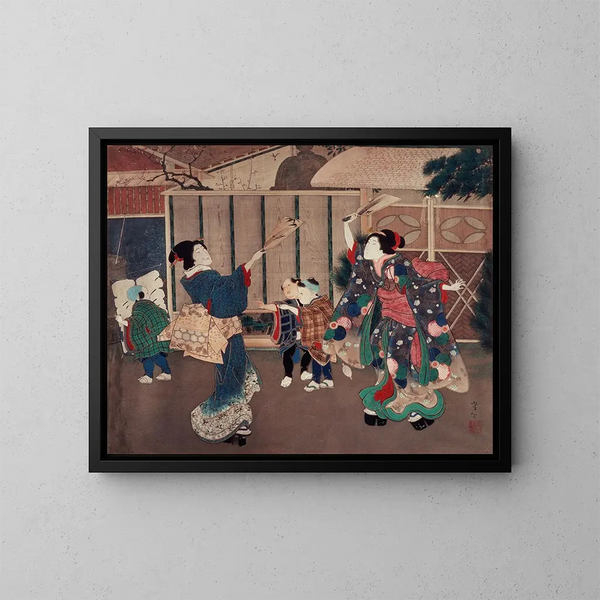 Celebrazione del Capodanno a gennaio - Tsukioka Yoshitoshi — quadro incorniciato alla parete