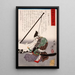 Kat Kazue no kami Kiyomasa agenouillé près d'une bannière - Tsukioka Yoshitoshi — quadro incorniciato alla parete