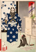 Kazuenokami Kat Kiyomasa osservante una scimmia con un pennello - Tsukioka Yoshitoshi — vista dell’opera