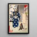 Kazuenokami Kat Kiyomasa osservante una scimmia con un pennello - Tsukioka Yoshitoshi — quadro incorniciato alla parete