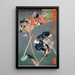Miyamoto Musashi tranchant un tengu - Tsukioka Yoshitoshi — quadro incorniciato alla parete