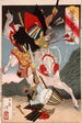 Sagami Jir et Taira no Masakado attaquant un avversario a cavallo - Tsukioka Yoshitoshi — vista dell’opera