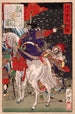 Sakanoue Tamuramaro sous une pluie de flèches - Tsukioka Yoshitoshi — vista dell’opera