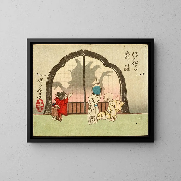 Il vaso danzante nel tempio Ninnaji - Tsukioka Yoshitoshi — quadro incorniciato alla parete