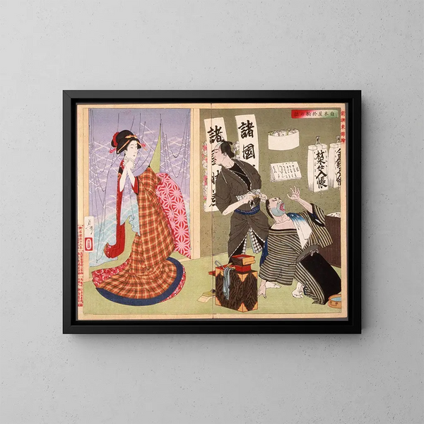 L'histoire d'Okoma di Shirokiya - Tsukioka Yoshitoshi — quadro incorniciato alla parete