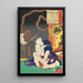 Le lottatore Onogawa Kisabur che soffia fumo su un mostro cieco - Tsukioka Yoshitoshi — quadro incorniciato alla parete