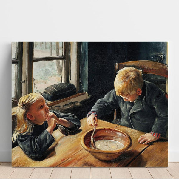 Riproduzione del dipinto Un ragazzo e una ragazza all'ora di pranzo - Laurits Andersen Ring
