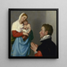 Un gentiluomo in adorazione davanti alla Madonna - Giovanni Battista Moroni — quadro incorniciato alla parete