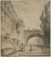 Un palais avec un pont en arc, une villa romaine - Hubert Robert — vista dell’opera