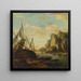 Un paesaggio costiero mediterraneo con una nave - Salvator Rosa — quadro incorniciato alla parete