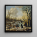 Un paesaggio invernale con villaggi che pattinano e giocano a kolf su un canale ghiacciato, un villaggio in lontananza - Aert van der Neer — quadro incorniciato alla parete