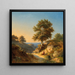 Un paesaggio di montagna con una donna alla fontana di primavera - Heinrich Dallwig — quadro incorniciato alla parete