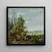 Un paesaggio roccioso con viaggiatori e un cavaliere su un sentiero, vista di una città in lontananza - Esaias van de Velde — quadro incorniciato alla parete