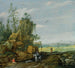 Un paesaggio roccioso con viaggiatori e un cavaliere su un sentiero, vista di una città in lontananza - Esaias van de Velde — vista dell’opera