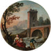 Un pescatore e la sua famiglia sotto un ponte - Charles-François Grenier De Lacroix — ambientato in un interno