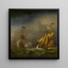 Un vaisseau da guerra inglese che saluta uno yacht reale inglese in mari agitati - Cerchio di Willem van de Velde il Giovane — quadro incorniciato alla parete