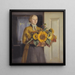 Una ragazza con girasoli - Michael Ancher — quadro incorniciato alla parete