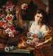 Una giovane donna che prende un fiore da un vaso - Abraham Brueghel — vista dell’opera