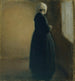 Una vecchia donna in piedi vicino a una finestra - Vilhelm Hammershi — vista dell’opera
