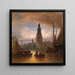 Una vista di Amsterdam al chiaro di luna - Elias Pieter van Bommel — quadro incorniciato alla parete