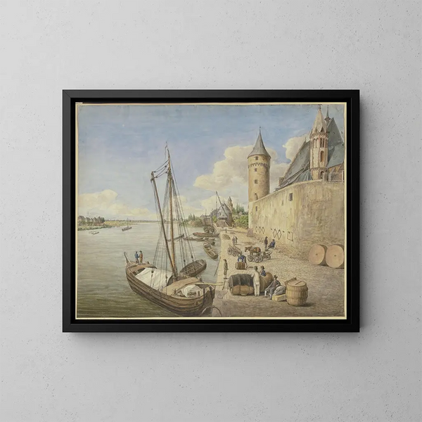 Il fiume Main a Francoforte sul Meno con la chiesa di San Leone - Ursula Magdalena Reinheimer — quadro incorniciato alla parete