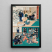 Acte IX Oishi Déguisant Yuranosuke en Moine Flûtiste Komusô Oishi Attacca Honzô per aver provocato la morte di Enya - Utagawa Kunisada Toyokuni III — quadro incorniciato alla parete