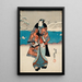 Uomo alla Moda che Osserva la Neve - Utagawa Kunisada Toyokuni III — quadro incorniciato alla parete